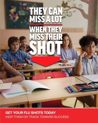 Adolescents in classroom with text. They can miss alot when they miss their shot.