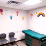 Exam room with hot air balloons decor